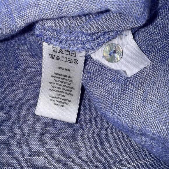 Tahari 100% Linen Blue Lightweight Boho Beach Quiet Luxury Minimalist Blouse 1X - Picture 10 of 14